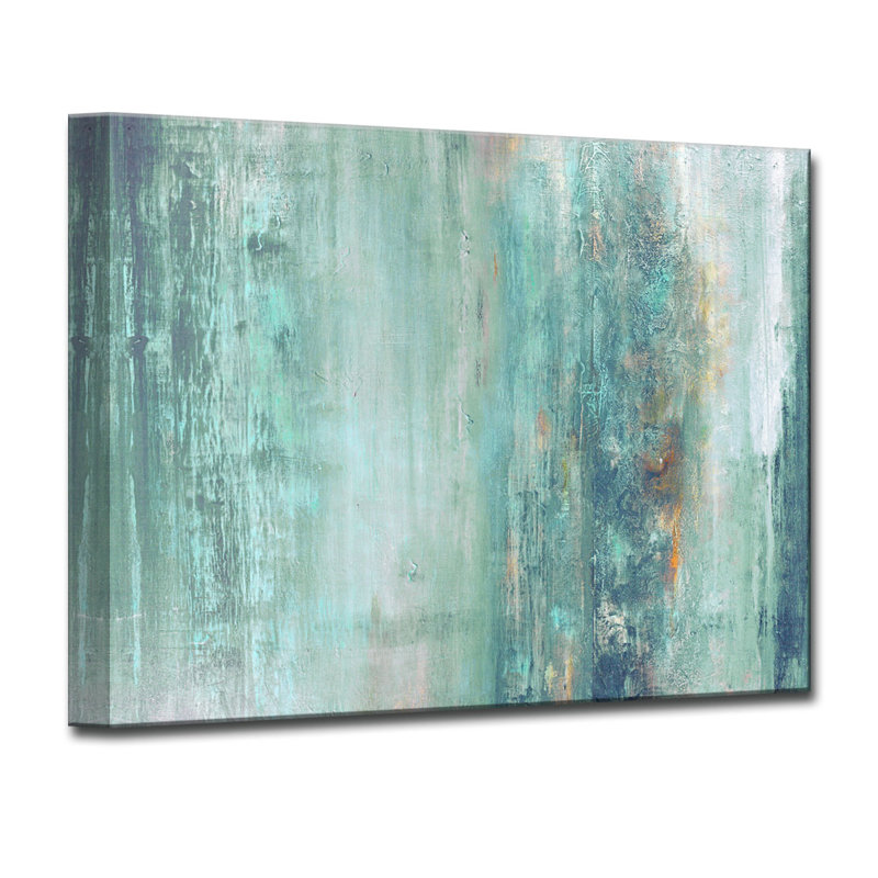 Beachcrest Home 'Abstract Spa' Framed Graphic Art Print on Canvas in Aqua/Blue & Reviews Wayfair